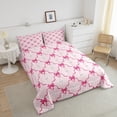 thumbnail image 4 of Erosebridal Kawaii Bow Comforter Sets King Size, Cartoon Bowknot Comforters & Duvets, Geometry Stripe Decor, Reversible 3-Piece, 4 of 7