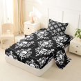 thumbnail image 2 of Homewish Hipple Halloween Skull Twin Sheets,Vintage Damask Bedding,Black White,3 Pieces,1 Fitted Sheet and 1 Pillowcase, 2 of 6