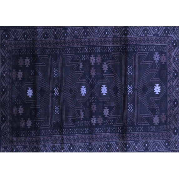 Ahgly Company Machine Washable Indoor Rectangle Persian Blue Traditional Area Rugs, 5' x 8'