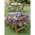 thumbnail image 4 of Outdoor Tablecloth with Umbrella Hole for Patio/Picnic/Party/Camping, Independence Day Waterproof Table Cloth Round Cover Washable, Funny Dogs Red Blue Balloons Gray Wood (Dia 60"), 4 of 8