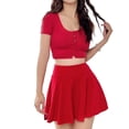 thumbnail image 2 of Summer Women Skirts Sexy Mini Elastic Pleated Sun Skirts Korean High Waist Solid, 2 of 11
