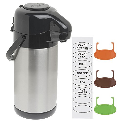 HUBERT Airpot Thermal Coffee Dispenser with Pump Lid, 2.5 Liter