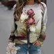 thumbnail image 2 of Camisas informales de manga larga para mujer, sudadera de cuello redondo con estampado Floral de plantas, jersey de cuello redondo, túnica holgada con estampado de puesta de sol Pompotops  gfhjh19870, 2 of 5