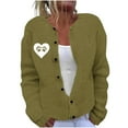 thumbnail image 2 of Cardigan Sweaters for Women Women's Casual Printed Knitted Cardigan Button Coat Army Green L, 2 of 5