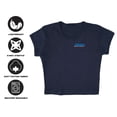 thumbnail image 4 of Popfunk Jeopardy Striped Logo Women's Cap Sleeve Baby Rib Crop Top, Navy, Small, 4 of 5