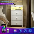 thumbnail image 5 of GUNAITO 3 Drawers Nightstand Set of 2 with Charging Station, Bedside Table with LED Light, Modern End Side Table for Bedroom Living Room，White, 5 of 10