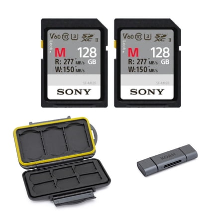 Sony 128GB V60 UHS-II M-Series Memory Card (2-Pack) and Memory Card Case Bundle