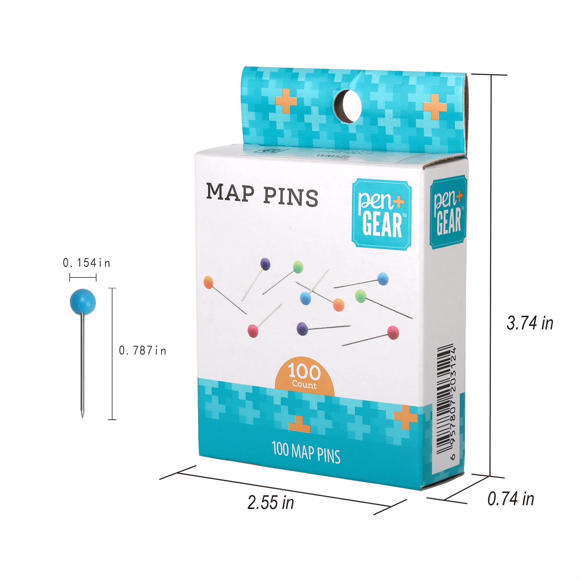 Pen + Gear Map Pins, Multiple Colors, Plastic and Steel,100 Count - image 5 of 9