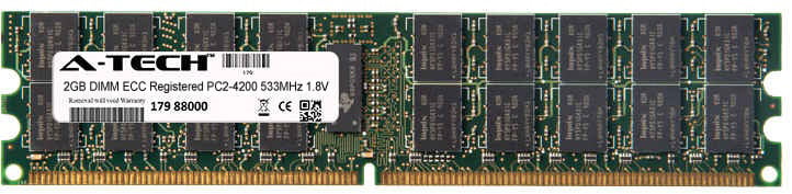 Genuine Brand 240-pin DIMM, 533MHz A-Tech 2GB DDR2 PC2-4200 ECC Registered Server Memory Module