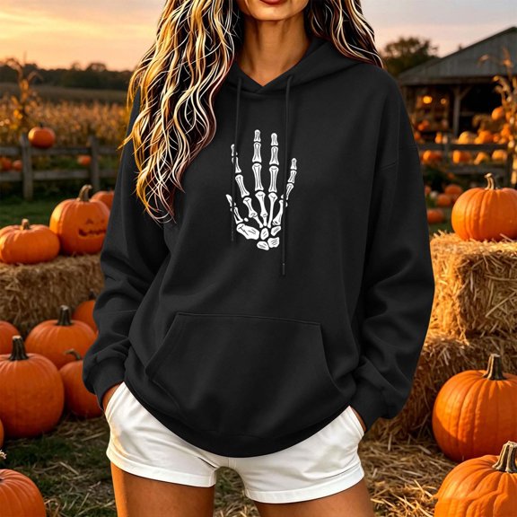 Warop Halloween Sweatshirts for Women Halloween Cute Graphic Casual Cute Pullover Tops Long Sleeve Crewneck Fall Outfits
