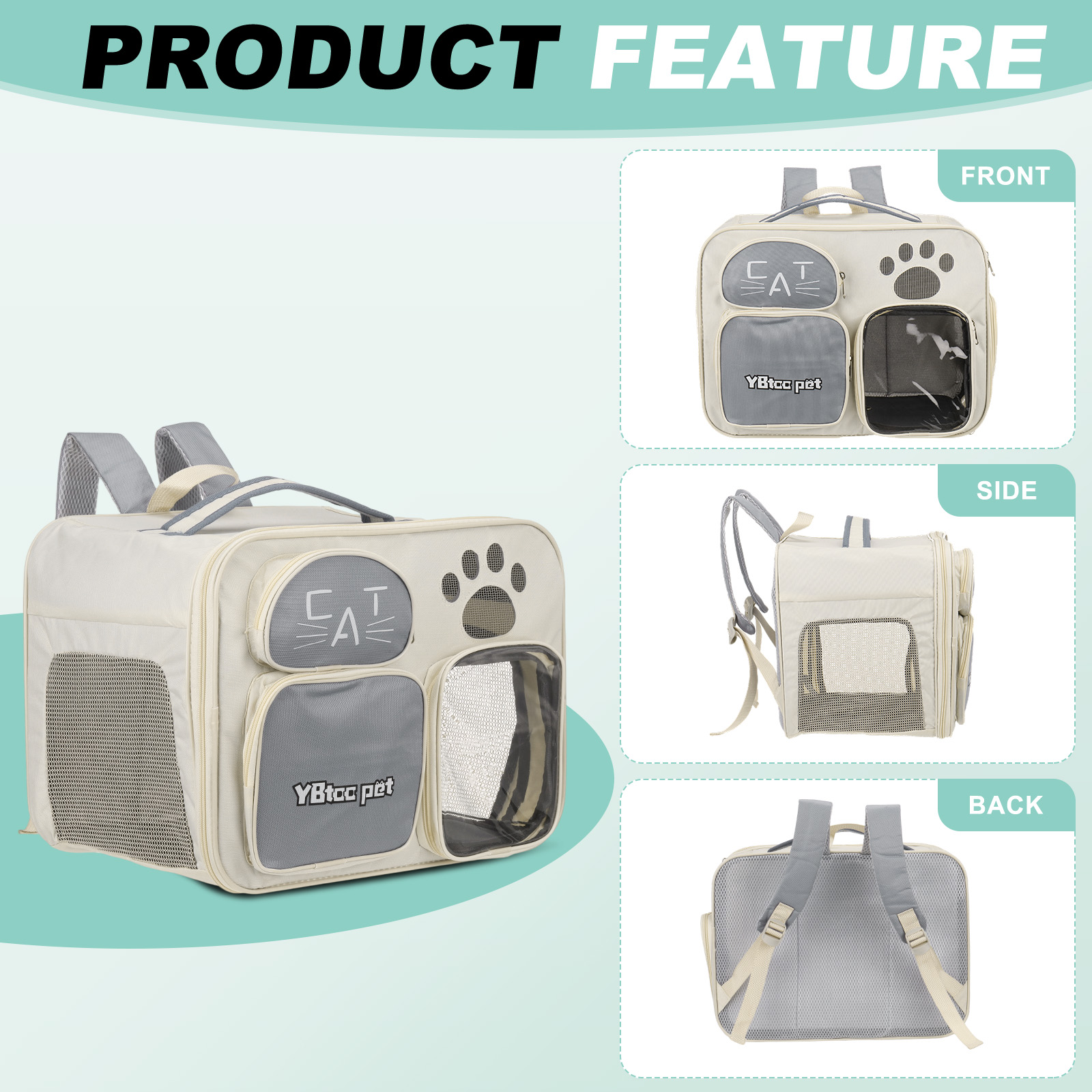 Uxcell Cat Backpack Carrier, Breathable Dog Backpack for Cats or Small Dogs Blue