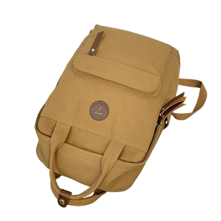brown canvas mini small backpack Women - Light Blue - Cotton Cloth & Leather - 16L - 15.6" Laptop Sleeve naturally water Mini Small Backpack for Women