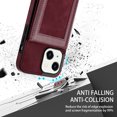 thumbnail image 5 of Dteck Leather Wallet Case for iPhone 13 with RFID Blocking Card Slots Magnetic Button Kickstand Function Business Style Men Women Case For iPhone 13,Winered, 5 of 7