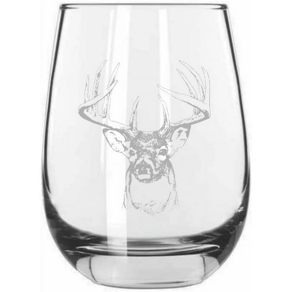 Buck Wedding Buck Etched 15.25oz Libbey Stemless Wine Glass