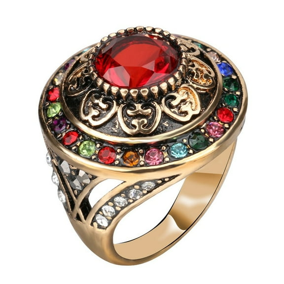Kachbutis Vintage Rings for Women Hollow Flower Statement Ring Retro Courtly Style Jewelry for Women Retro Jewelry Size 7
