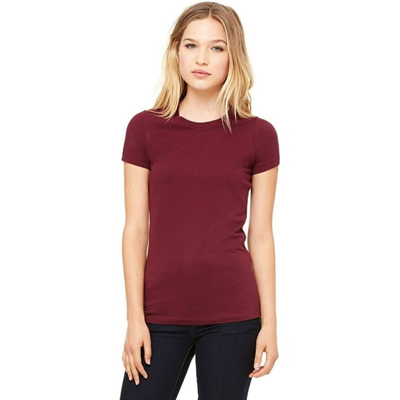 Branded Bella + Canvas Ladies The Favorite T-Shirt - MAROON - L (Instant Saving 5% & more on min 2)