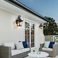 thumbnail image 2 of 21" Outdoor Wall Lantern Light - Vintage Black Metal & Clear Glass Sconce with Decorative Scroll Design for Porch, Patio, and Garden Lighting, 2 of 9