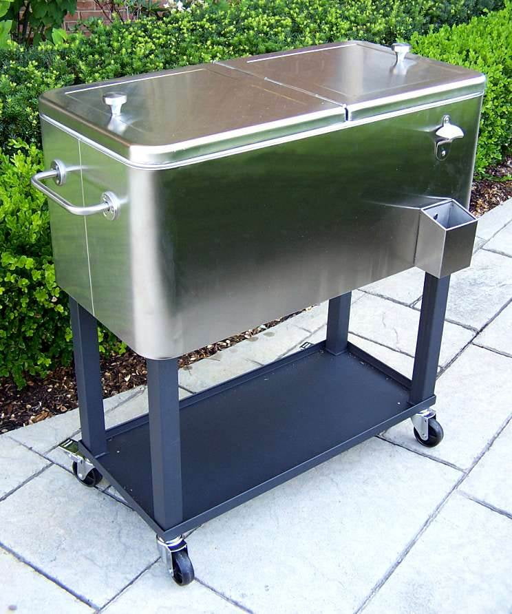 EightyQuart Capacity Stainless Steel Patio Cooler Cart