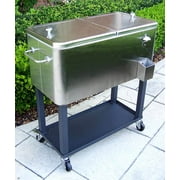 Eighty-Quart Capacity Stainless Steel Patio Cooler Cart