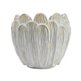 thumbnail image 3 of Bloomingville Debossed Stoneware Flower Shaped Planter in Reactive Glaze, Cream, 3 of 6