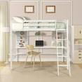 thumbnail image 3 of Twin size Loft Bed with Storage Shelves, Desk and Ladder, White, 3 of 8