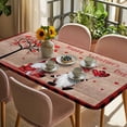 thumbnail image 3 of Valentine's Day Table Cloths for 6 Foot Rectangle Tables, Gnomes Love Heart Tree Wooden Patio Waterproof Elastic Fitted Tablecloths, Washable Rectangular Table Cover for Camping, 3 of 8