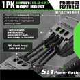 thumbnail image 6 of 1-Pack 50 ft Block and Tackle Pulley Hoist System, 1000 lb Capacity, 5:1 Ratio, Reflective Rope, Includes 2 x 18-Inch Soft Loops, 6 of 8