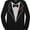 Black Long Sleeve Rose, variant on Men's Tuxedo Tee Hot Pink, Button Design, M
