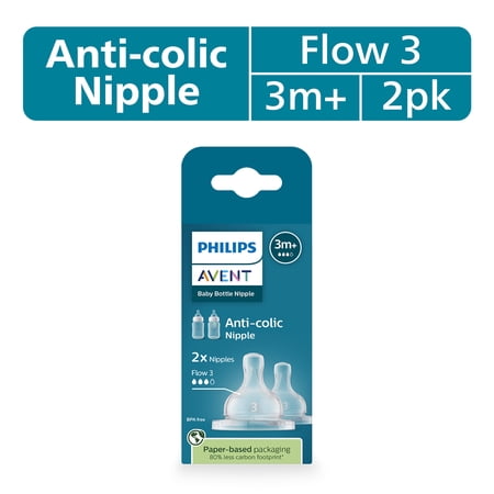 Philips Avent Anti-colic Nipples - Flow 3, 2-Pack, SCY763/02