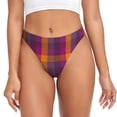 thumbnail image 1 of Balery Purple Yellow Buffalo Plaid Tangas de Algodón para Mujer con Estampado – Ropa Interior Sexy, Transpirable, G-string-Small, 1 of 6