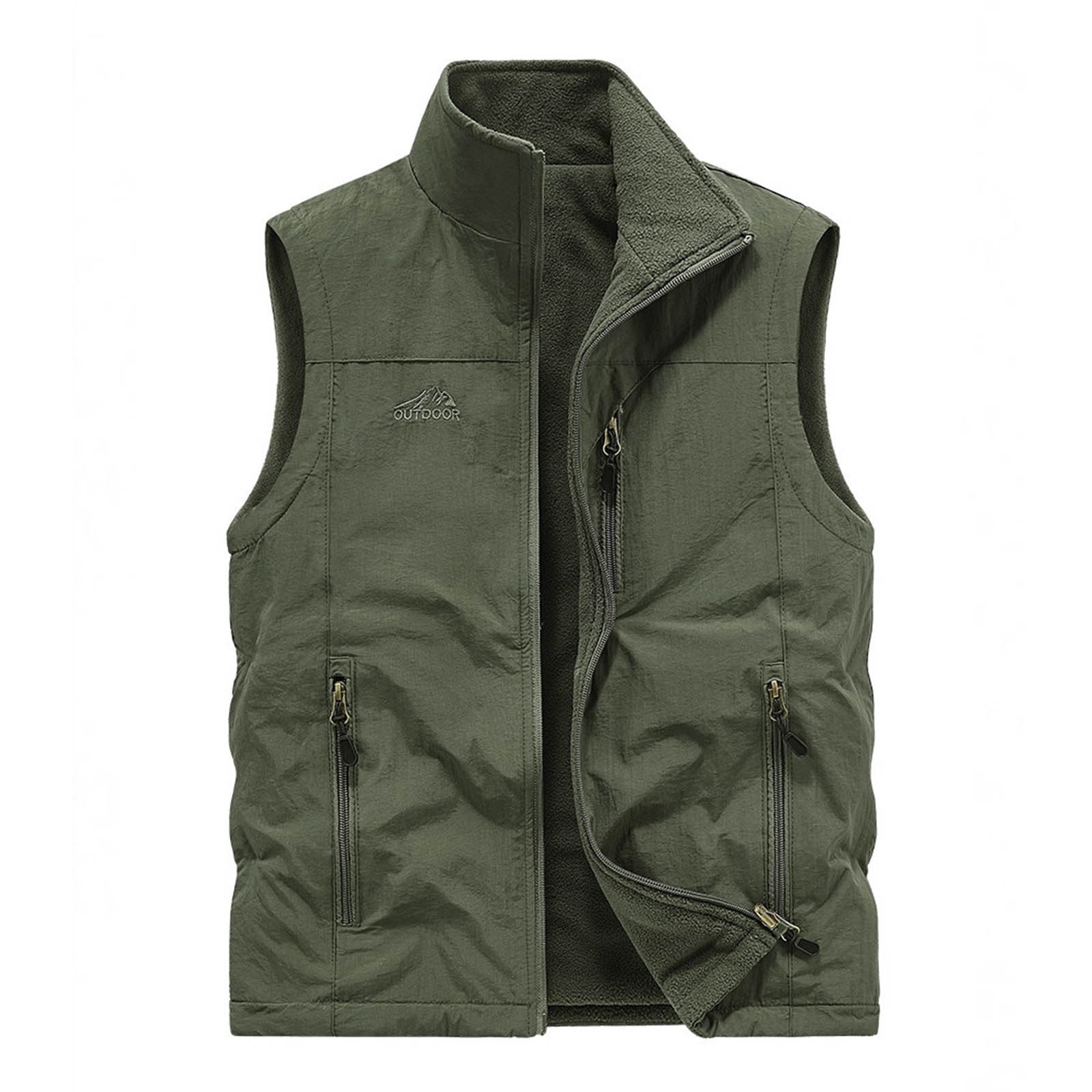 Zedker Vest for Men Lightweight Soft shell Windproof Outerwear Zip Up Jacket Fleece Lined Waterproof Vest Outerwear for Running Hiking Travel Green XXXXL