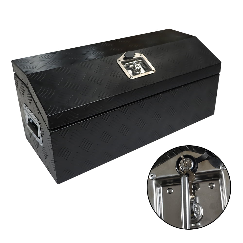 waltyotur 30 Inch Aluminum Trailer Tongue Tool Box Trailer Tongue Box Chest Box Replacement for Pickup Truck ATV Underbody RV Storage Box Organizer With Lock Key (Black)