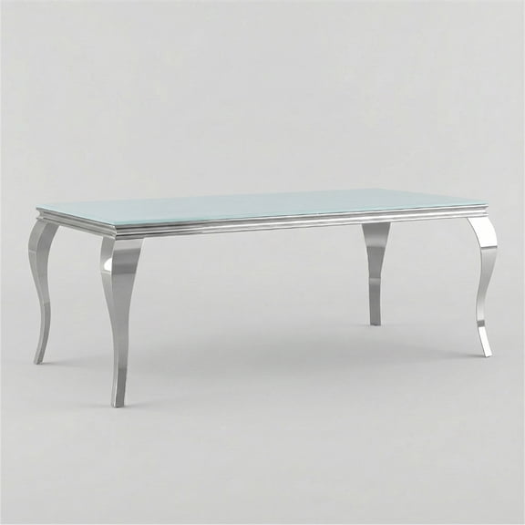 Furniture of America Edi Glam Rectangle Glass Top Dining Table in White