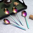 thumbnail image 3 of Rainbow Dessert Spoons 4 Pieces, Homquen Stainless Steel 7.5" Smooth Edge Modern Design Spoon Silverware Set, Colorful Titanium Plating Dinner Spoon Table Spoon, Soup Spoons Dishwasher Safe, 3 of 7
