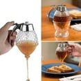 thumbnail image 5 of Honey Dispenser No Drip Glass - Maple Syrup Dispenser Glass - Beautiful Honey Comb Shaped Honey Pot - Honey Jar with Stand, Great Bee Decor, 5 of 7
