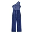 thumbnail image 4 of YIZYIF Girls One Shoulder Sequins Long Jumpsuit High Waist Sleeveless Romper Juniors Birthday Party Evenings Ball Gown Navy Blue 14, 4 of 5