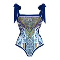 thumbnail image 5 of Maillot de Bain une Pièce pour Femmes avec Jupe de Plage Paréo Imprimé Floral Rétro Ensemble Bikini Deux Pièces, 5 of 5