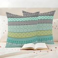 thumbnail image 3 of Teal Black Boho Outdoor Waterproof Pillow Covers, Vintage Ethnic Tribe Abstract Art Decorative Square Throw Pillowcase Sofa Cushion Sham for Patio/Couch/Chair, 26"x26" 2 Pack, 3 of 8
