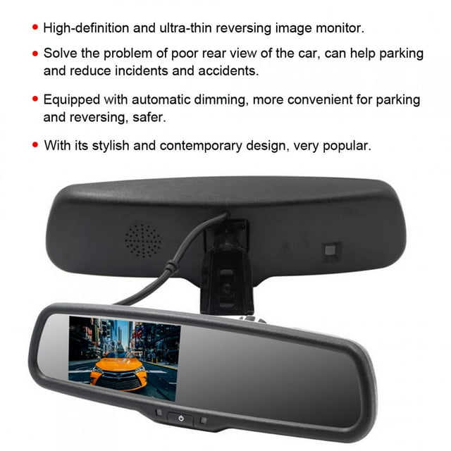 Fosa 4.3inch Car Rearview Mirror Auto Dimming Monitor With Bracket Black, Car Rearview Monitor