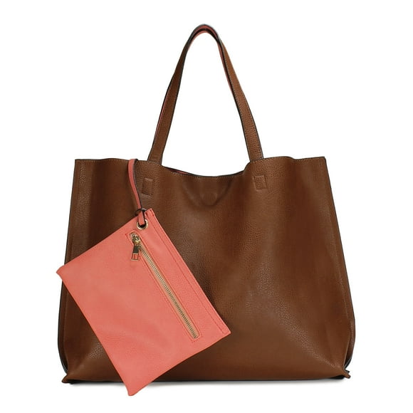 Scarleton Reversible Tote Handbag for Women, Purses for women, Crossbody Bag for Women, Shoulder Bag for Women, H1842 Brown/Coral Pink