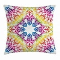 thumbnail image 1 of India Throw Pillow Cushion Cover, Abstract Ombre Vivid Rainbow Colored Lace Mandala Tie Dye Flower Kids Hippie Decor, Decorative Square Accent Pillow Case, 16 X 16 Inches, Multicolor, by Ambesonne, 1 of 2