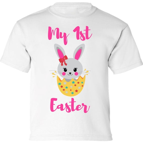 My 1st Easter Pink Bunny Graphic Shirt - Happy Easter Day Infant SHirt - Christian T-Shirt Boys Girls Outfit Gifts