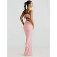 thumbnail image 2 of Women'S 2 Piece Sets Summer Beach Sexy- Ruched Backless - Top and Cut Out Skirt Night Out Dress Pink L, 2 of 5
