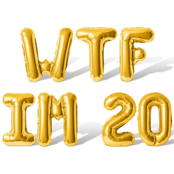 Letter Balloons - WTF IM 20 16" Inch Alphabet Letters Foil Mylar Balloon 20th Birthday Party Banner (Gold)