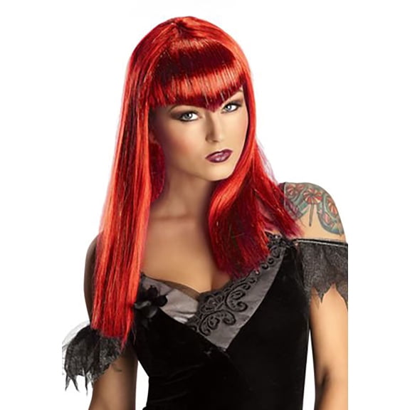 Red Glitter Vamp Costume Wig Adult