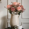 thumbnail image 2 of Peones Flores Artificiales Rosa de Seda Y Ramo de Peones 30cm para Decoración Del Hogar Boda Flor de Mano Guía de Carretera Pared, 2 of 6