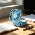 thumbnail image 4 of Ventilador de mano con espejo, ventilador portátil recargable por USB con cordón – Ventilador de cuello colgante de 3 velocidades para viajes, oficina, hogar y exteriores., 4 of 6