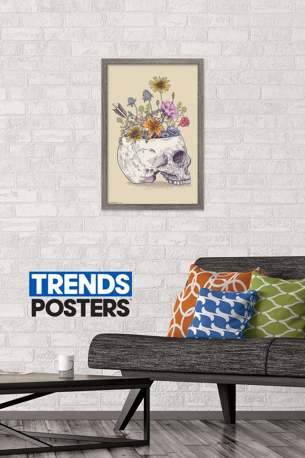 Rachel Caldwell - Flower Skull Wall Poster, 14.725" x 22.375", Framed