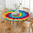 thumbnail image 3 of Colorful Tie Dye Mandala Pattern Round Fitted Tablecloth with Elastic Edge,Dining Table Cover Waterproof,Outdoor Round Tablecloth for Camping,Dining,Indoor and Outdoor, 3 of 7