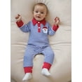 thumbnail image 6 of BemeyourBBs Baby Boy Christmas Romper Striped Santa Collared Long Sleeve Bodysuit, 6 of 9